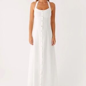Peppermayo White Button-Down Maxi Dress